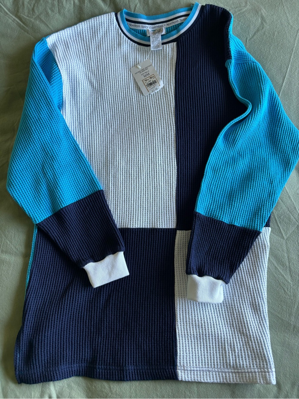 NWT Vintage 90s Northern Spirit Colorblock Thermal Waffle Knit Sweater M